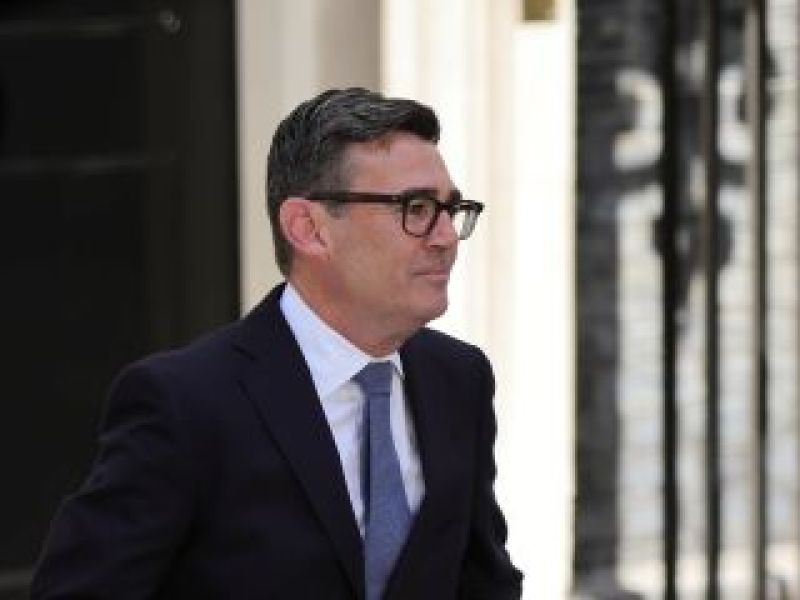 British Prime Minister Andy Burnham outside Downing Street